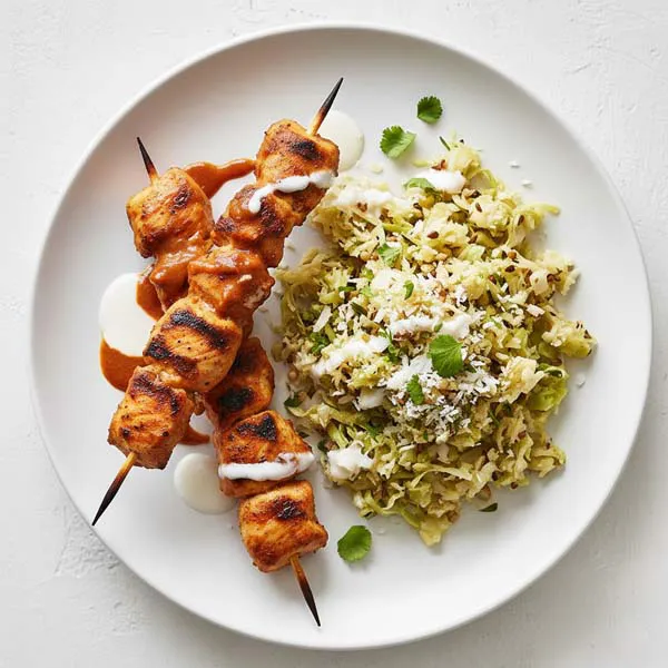 Kip sate Spice Chicken with coconut and cabbage rice